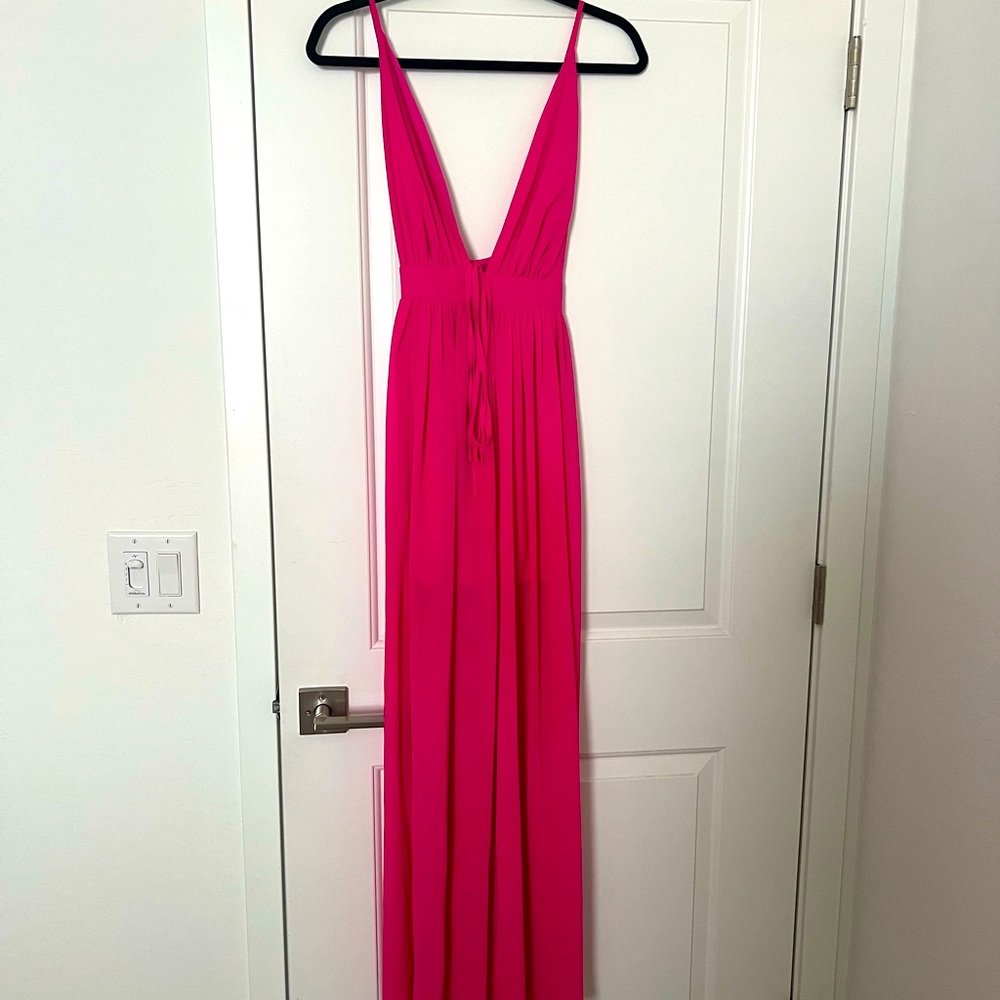 Pink dress long chiffon